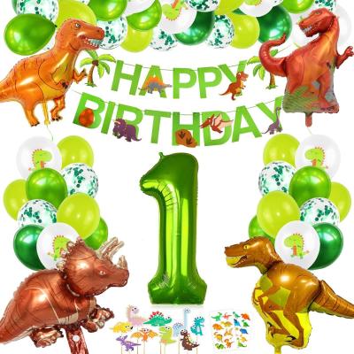 China Amazon Hot Selling Aluminum Foil LHD Kids Happy Birthday Dinosaur Theme Party Number Balloon Birthday Decoration Party Supplies for sale