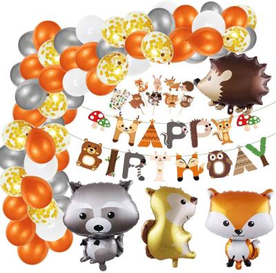 China Hot Selling Aluminum Foil LHD Amazon Animal Balloons Kids Happy Birthday Party Decoration First Set Birthday for sale