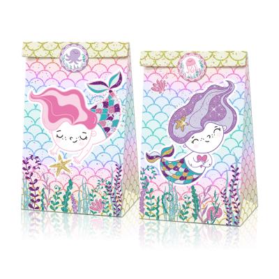 China 12pcs Party Favor Paper Bag Mermaid Party Supplies Recyclable Wholesale Customizable Mermaid Decoration for sale