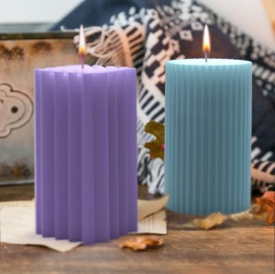 China Viable Crystal Square Cylinder Candle Square Stripe Resin Mold Diy Silicone Pendant Mold for sale