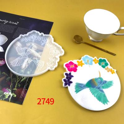 China 2749 Viable Hummingbird Coaster Mold Decorating Silicone Epoxy For Resin Molds for sale