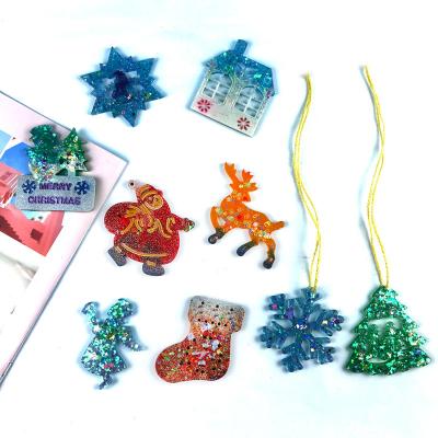 China 1081 Viable Clear Epoxy Resin Santa Claus Stockings Silicone Mold Winter Christmas Snowflake Jewelry Making Art Craft Mold DIY for sale