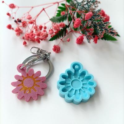 China 5114 Viable Small Size Sunflower Mold Decoration Epoxy Resin Mold Silicone Key Chain Mold for sale