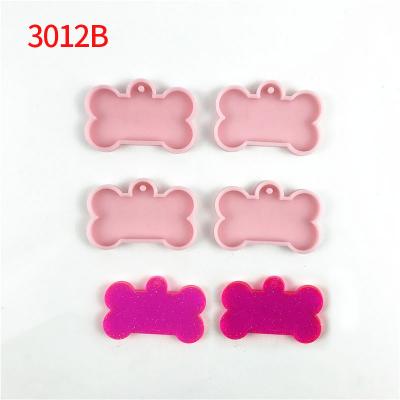 China 3012-B Viable Pink Head Dog Bone Silicone Dog Tag Resin Chain Mold for sale