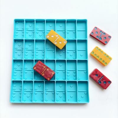 China 5191 DIY Epoxy Resin Viable Elephant Palying CARD Domino Mold Domino Board Mold Silicone Mold For Domino Board Hand Making for sale