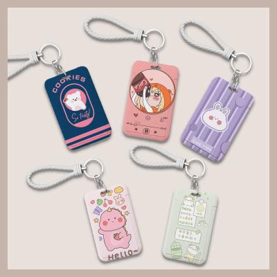 China Fashiontable Cartoon Student ID Badge Card Holder BADGE HOLDER Cartoon ID Card Holder Plastic Key Chain With Lanyard for sale