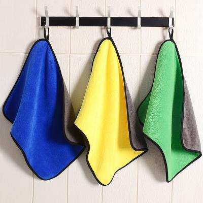 China Viable Custom Car Wash Towel Edge Super Logo Microfiber Car Cleaning Cloth Super Absorbent for sale