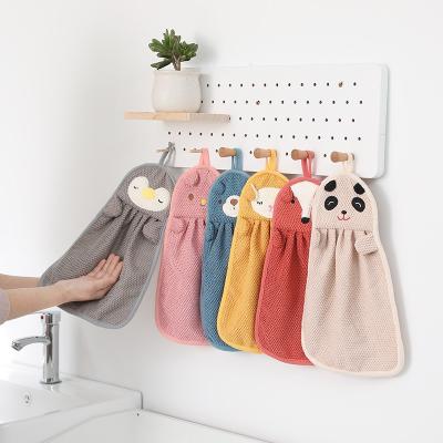 China Cute Animal Hand Towels Safe For Toddler Kids Bathroom Hand Bath Towel Kitchen Towels With Hanging Loop, Quick Dry Microfiber Absorbent for sale