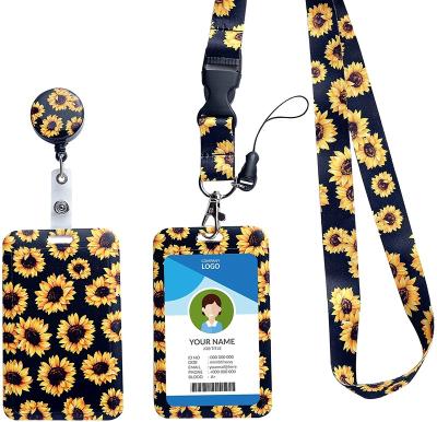 China Advertising Cardboard ID Badge Holder With Lanyard With Custom Logo ID Badge Holder With Sturdy Lanyard Soft Fiber Metal Clip Loop For Key for sale