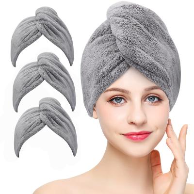 China Logo Embroidery Microfiber Hair Towel Material Custom Wrap Quick Dry Hair Turban For Drying Long Curly Thick Hair for sale