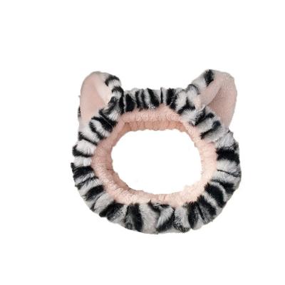 China Hair Decoration Most Popular Spot Makeup High Quality Face Wash Cute Plush Tiger Headbands for sale