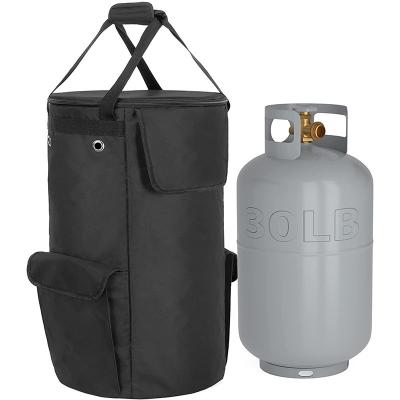 China 30LB Propane Cylinder Cover Bag 2 Storage Dustproof Pockets Hose Gas Cylinder Wear Resistant Cover for sale