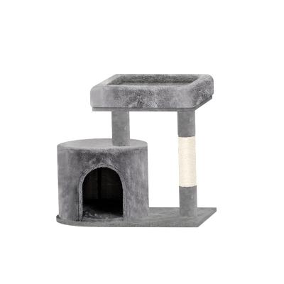 China Factory Wholesale Cats Small Plush Pet Housing Cat Tree Furniture Cat Sleep Nest Sisal Wood Scratcher for sale