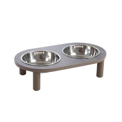 China Sustainable Modern Raised Wooden Bowl Holder Pet Bowls For Cats And Dogs Cat Bowl Double for sale