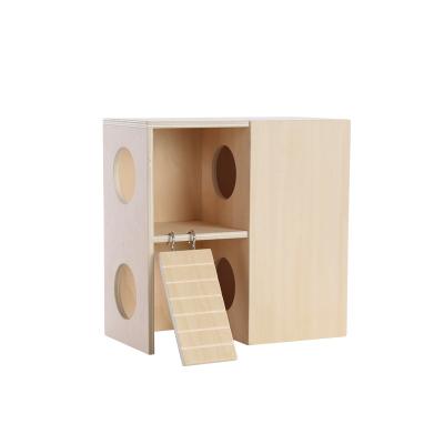 China New Design Sustainable Wooden Hamster Housing Small Animal Hamster Hideout With Ladder for sale