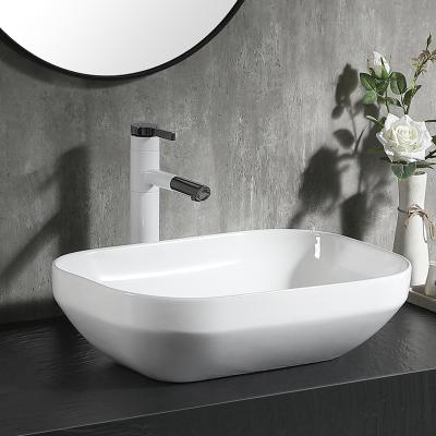 China Pinzhu Modern Sanitary Ware Art Worktop Basin Wash Rectangular High Temperature Ceramic Sink For Apartment for sale