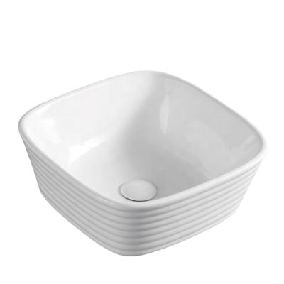 China Modern Ceramic Hand Sink Countertop Bathroom Basin Top Table Art Rectangular Sink for sale