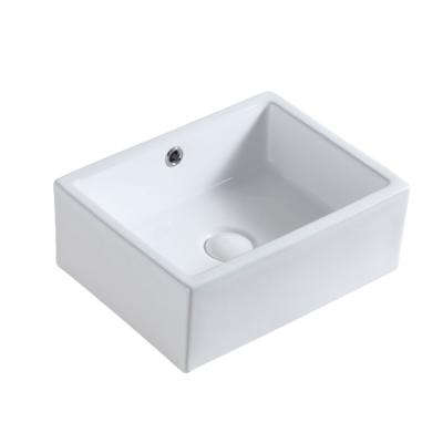 China High Edge Modern Nordic Simple White Bathroom Rectangle Style Countertop Basin Ceramic Wash Hand Sink With Overfall Space for sale