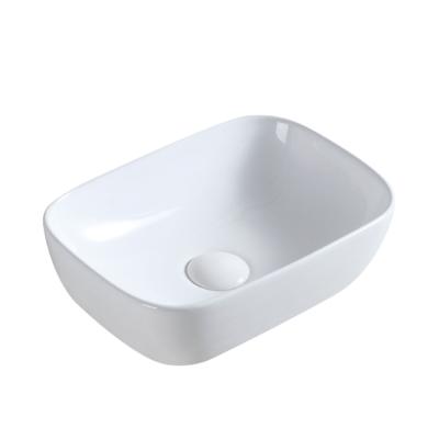 China Wholesale Modern Style Bathroom Simple Design Countertop Basins Porcelain Rectangular Pure White Ceramic Sinks For Home for sale