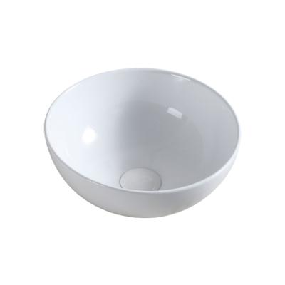 China Ceramic Style Modern Nordic White Round Bathroom Solid Surface Above Countertop Art Basin Wash Hand Sink For Home for sale