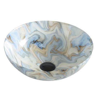 China Modern Cheap Modern Sanitary Ware Bathroom Sink Porcelain Worktop Ceramic Blue Marble Art Round Basin for sale