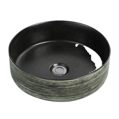 China High Tempreture New Design Circle Ceramic Wash Sink Ceramic Glazed Double Color Design Worktop Luxury Basin for sale