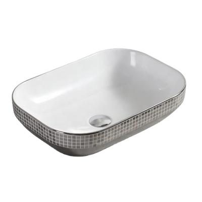 China New Item 2020 New Modern Luxury Decoration Design Ceramic Plated Color Wash Hand Basin for sale