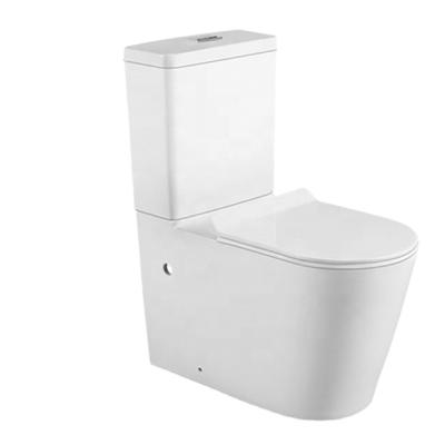 China Hot Selling Double-Flow Ceramic Toilet P-Trap Sanitary Ware White Glazed Two-Piece Bathroom Toilet for sale