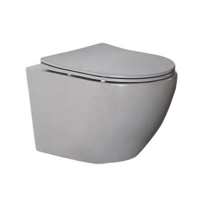 China Concealed Tank 2021 Sanitary Ware Ceramic Matte Gray One Piece Wall Hung Toilet For Home for sale