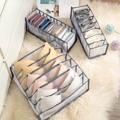 China New Foldable 1/3pcs Underwear Bra Organizer Storage Box 2 Colors Drawer Closet Organizers Boxes For Underwear Scarves Jars Bra Hot Sale for sale