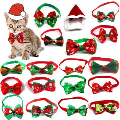 China Christmas Holiday Adjustable Pet Cat Dog Grooming Accessories Pet Neck Strap Cat Dog Collar Bow Tie Product Supplies HSD004 for sale