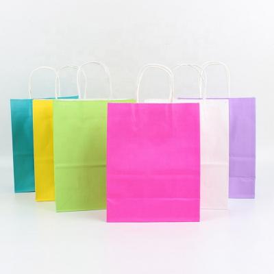 China Recycled Materials Bulk Wholesale Kraft Paper Gift Bags With Handles Perfect Solution For Baby Shower Birthday Parties Restaurant Take Out for sale