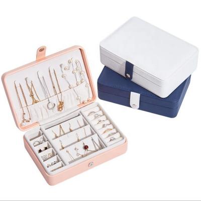 China Custom Leather Logo Jewelry Box PU Travel Jewelry Box Wholesale Jewelry Package Small Jewelry Organizer for sale