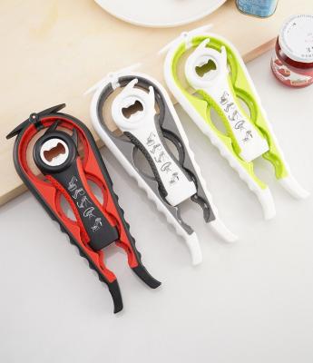 China Wholesale Viable 5 In 1 Multi Function Can Opener Bottle Opener Kit With Silicone Handle Bottle Opener Customize for sale