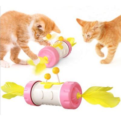 China Best Selling Viable Improve Intelligence Movement Through Sliding Toy Funny Rotating Feather Pet Cat Toy for sale