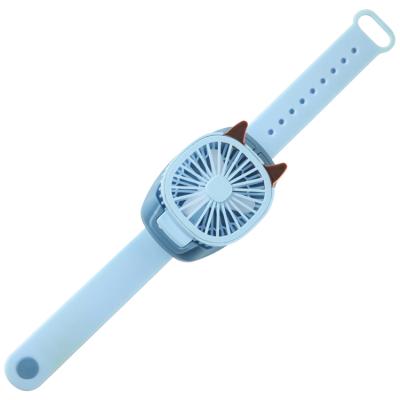 China Colorful USB Rechargeable Personal Handheld Mini Watch Fan With Led Outdoor Children Kids Handheld Light for sale