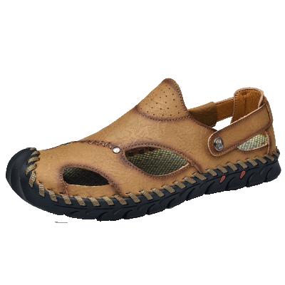 China Deodorization Deodorization Men Sports Closed Toe Genuine Leather Cowhide Sandals Summer Outdoor OEM Beach Slippers Shoes for sale