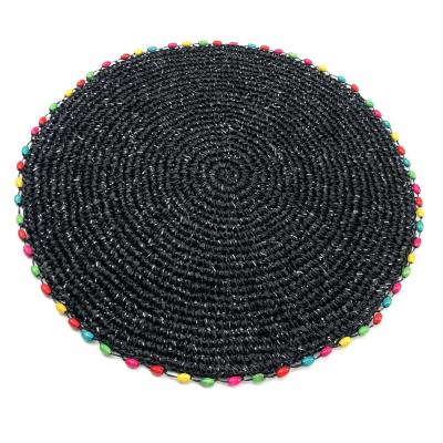 China New Funny Shimmer Colorful Bead Sustainable Crochet Paper Metallic Place Mat for sale