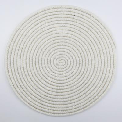 China Sustainable Round Woven Cotton Rope Seat Mat With Metallic Lurex for sale