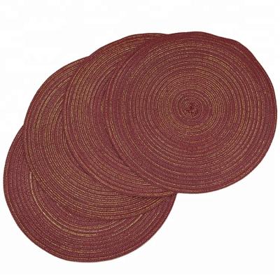 China Lurex Yarn Polyester Round Table Sustainable Metallic Place Mat for sale