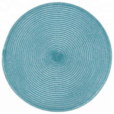 China Sustainable Lurex Yarn Round Table Weaving Plastic Metallic Mat for sale