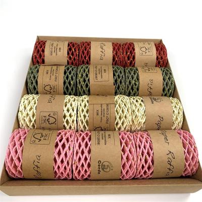 China Sample factory free supply manual shinning kraft raffia paper twine for DIY making or decoration for sale