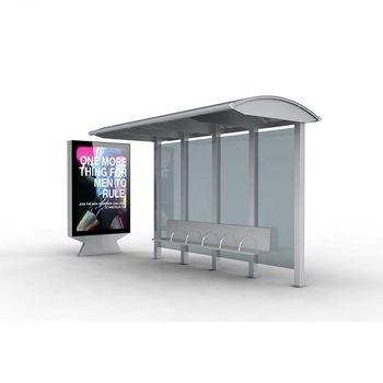 China Mobile charging solar bus stop with mupi scrolling billboard bus stop shelters prices for sale