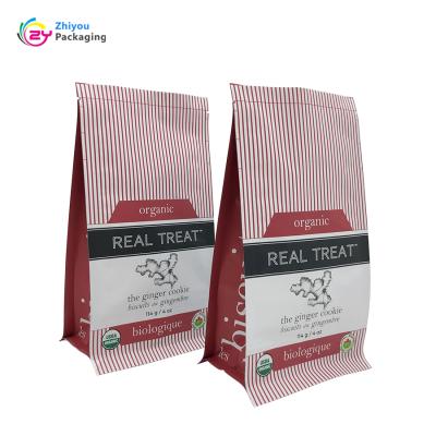 China Quad Seal Moisture Proof Digital Printed Coffee Beans Packaging Flat Block Bottom Box Bags With Air Valve for sale