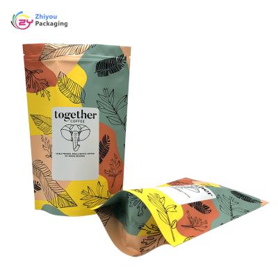 China Custom Moisture Proof Zip Lock Stand Up Matte Glossy Coffee Bean Packaging Bag for sale