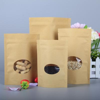 China China supplier moisture proof food grade stand up kraft paper bag ziplock doypack with window for sale