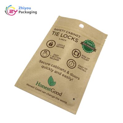 China Recyclable Recyclable Custom Printed Brown Resealable Kraft Paper Jewelry Packing Plastic Bag for sale