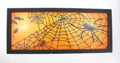 China Halloween holiday wooden  plaque wall decoration spider picutre design for sale