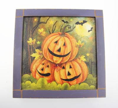 China Wooden handicraft pumkin picture frame wall hanging decoration kids gift holiday gift for sale