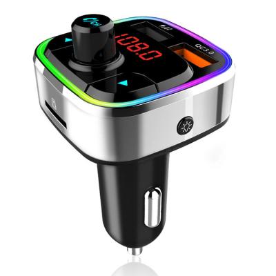 China 2021 Bluetooth 5.0 Car Kit Stereo FM Transmitter Hands Free MP3 Player With Dual USB Car Charger QC3.0 Fast Charger for sale